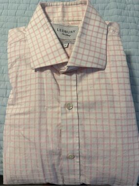 Ledbury Men's Pink Windowpane Dress Shirt
